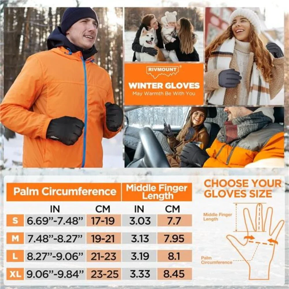 Unisex Winter Waterproof Ski Snow Warm Thermal Gloves with Touchscreen Fingers